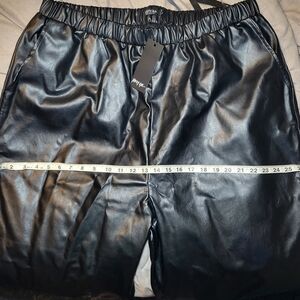 Nasty Gal Black Faux Leather Joggers